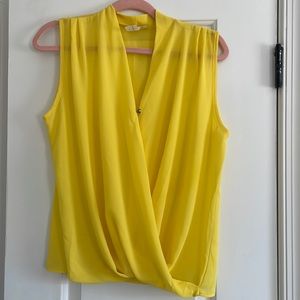 Yellow sleeve less Polyester blouse